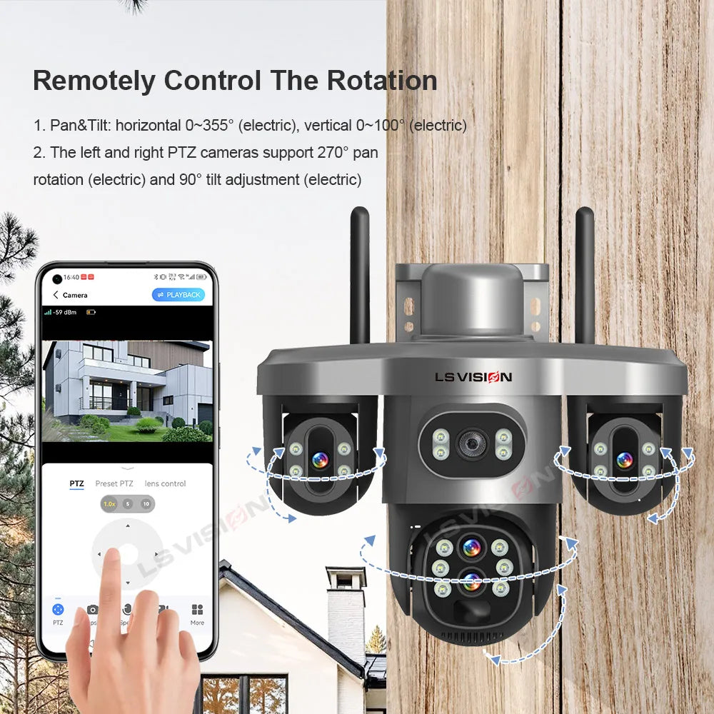 Solar Security Camera 20MP 10X Optical Zoom PTZ IP66