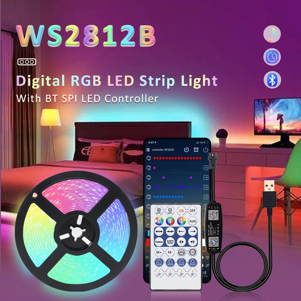 5 V WS2812B Addressable RGB LED Strip with Controller