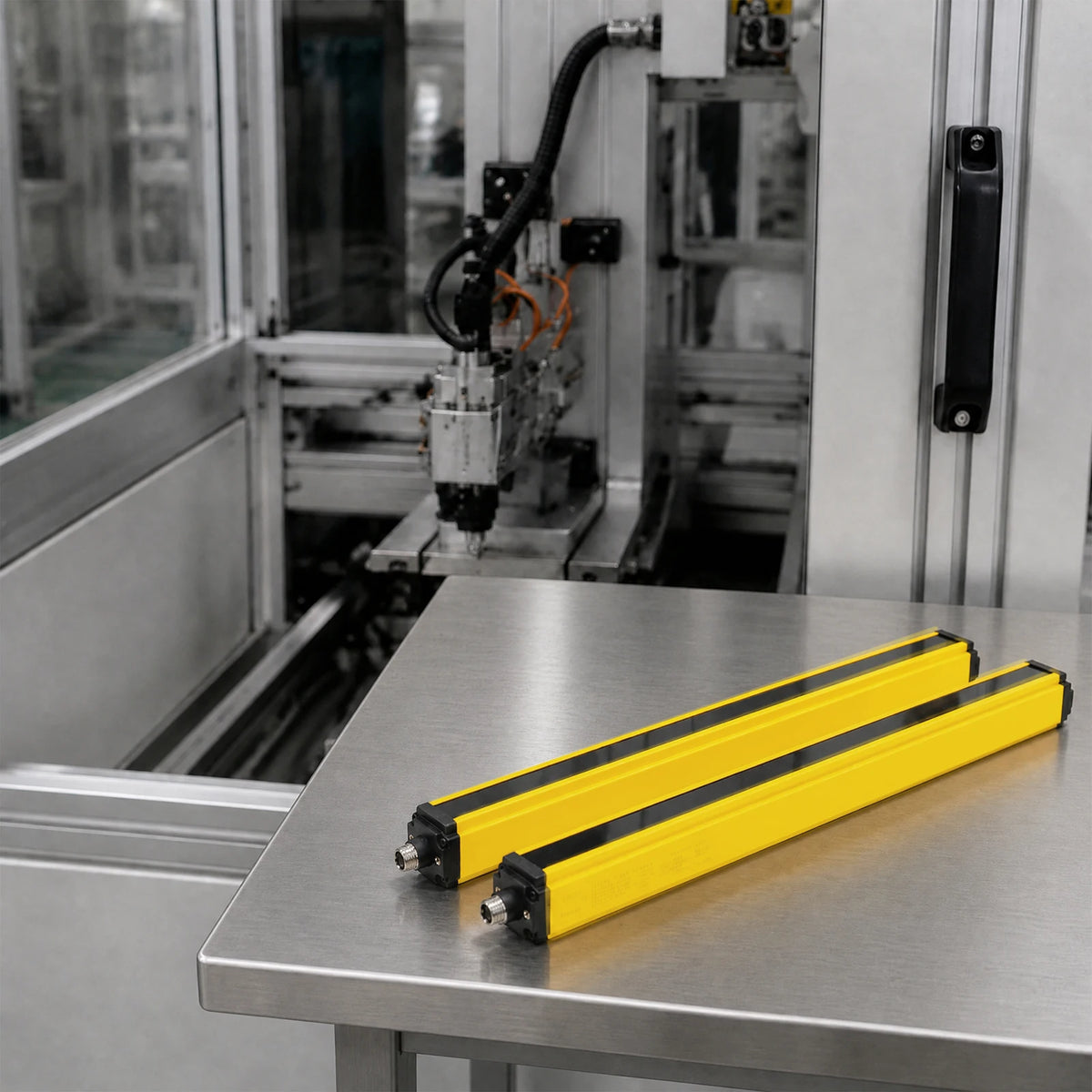 2 db 10 Beam 40MM fényfüggöny szenzor, IP65 biztonsági eszköz 360 mm védelmi magasság és 3 m detekciós távolság, NPN kimenet ipari automatizáláshoz, robotok, gépek (sárga)