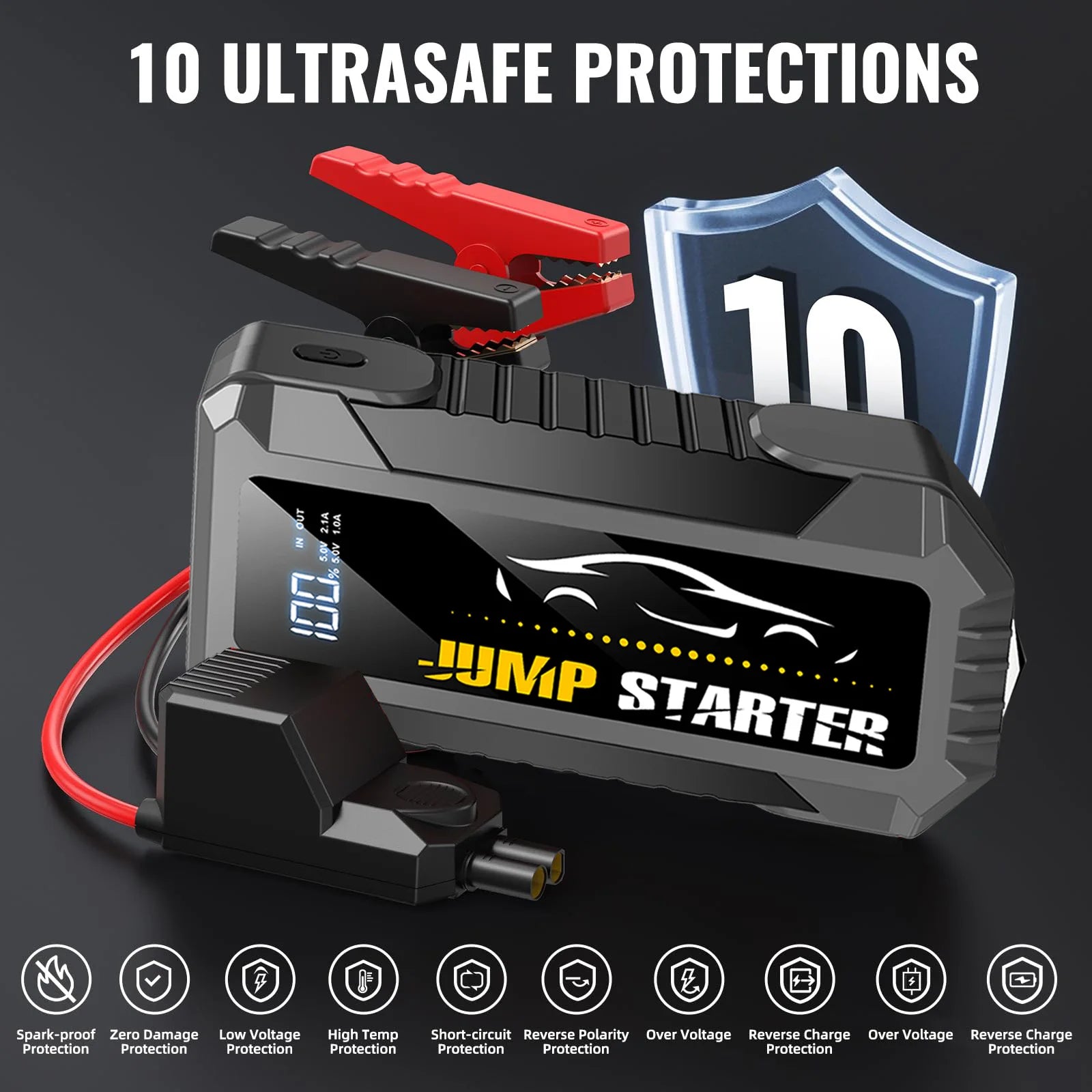 Car Jump Starter 7000A 29800mAh Battery Pack for 12V Cars