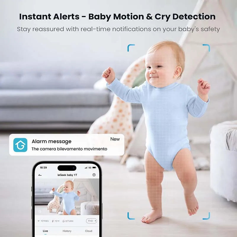 ieGeek 2K Baby Monitor with 5-Inch Screen, Night Vision