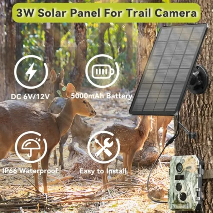 Trail Camera Solar Panel with 5000mAh Battery and IP66 Protection