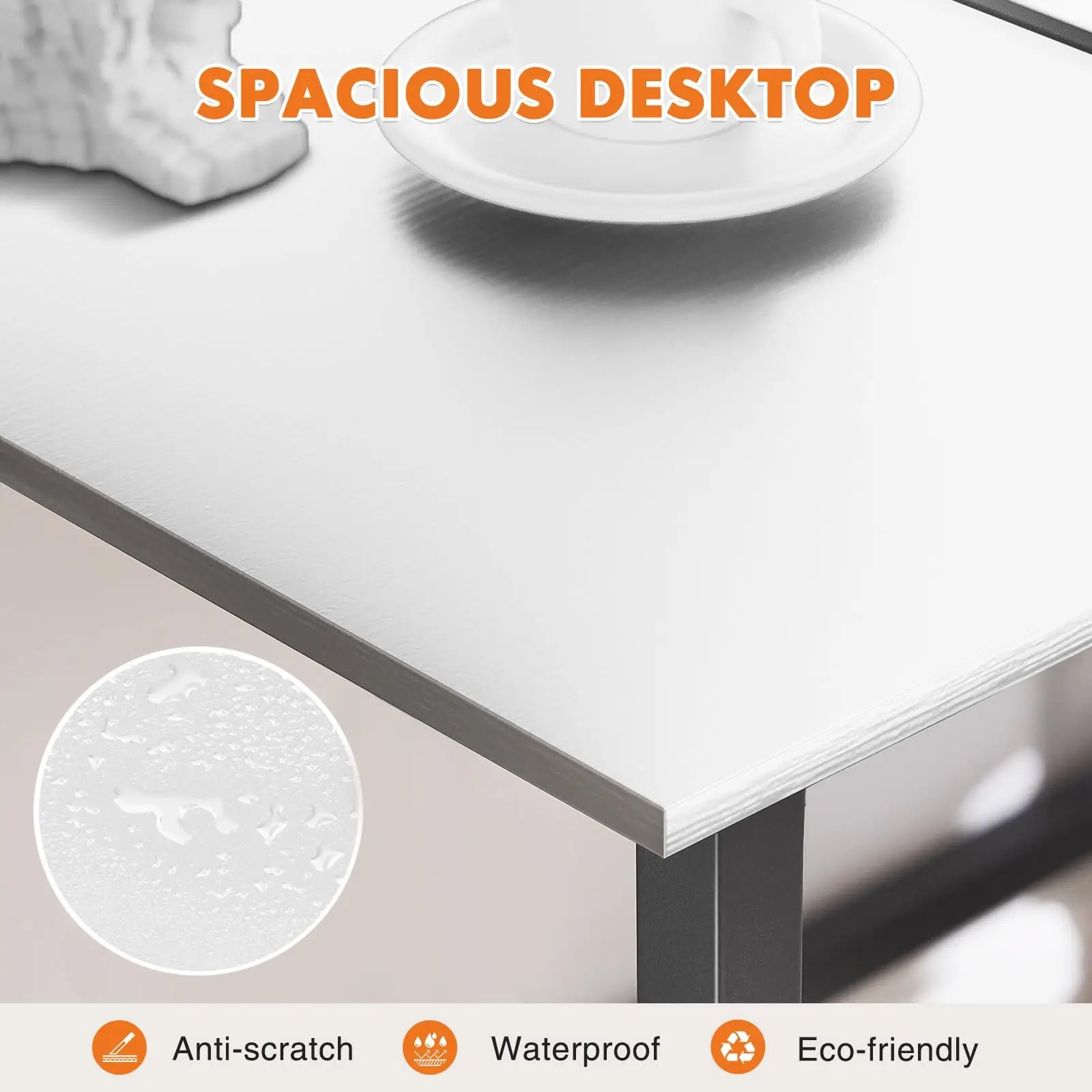 Modern Compact Computer Desk with Metal Frame & Wood Top