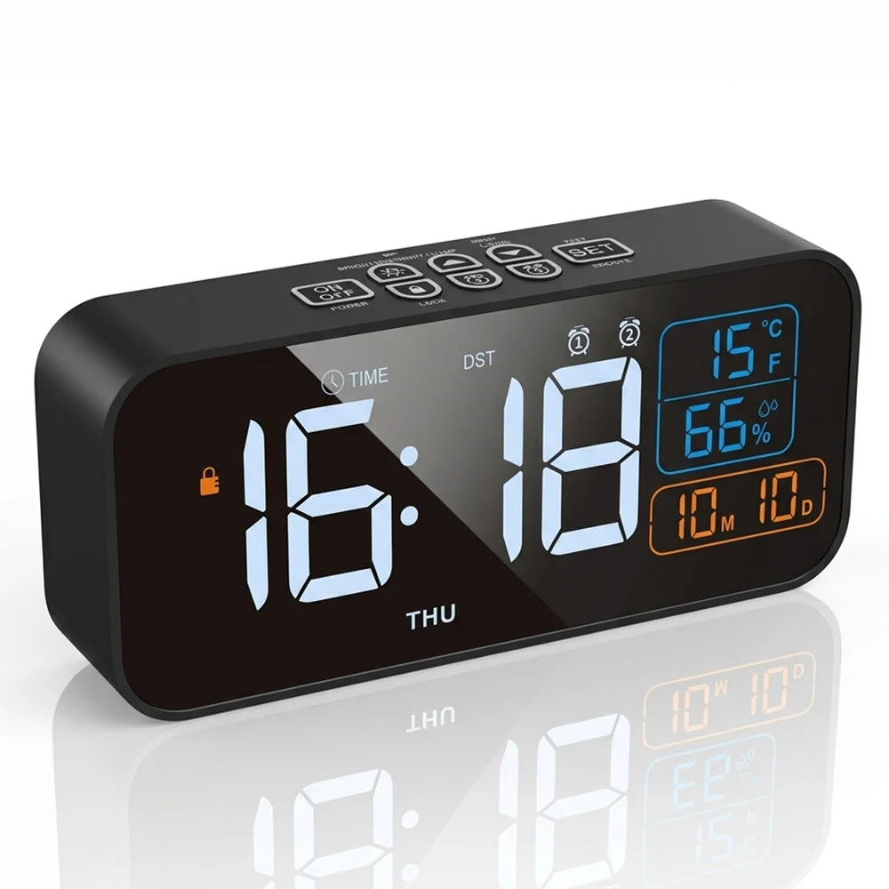 Digital Dual Alarm Clock with Temperature and Humidity