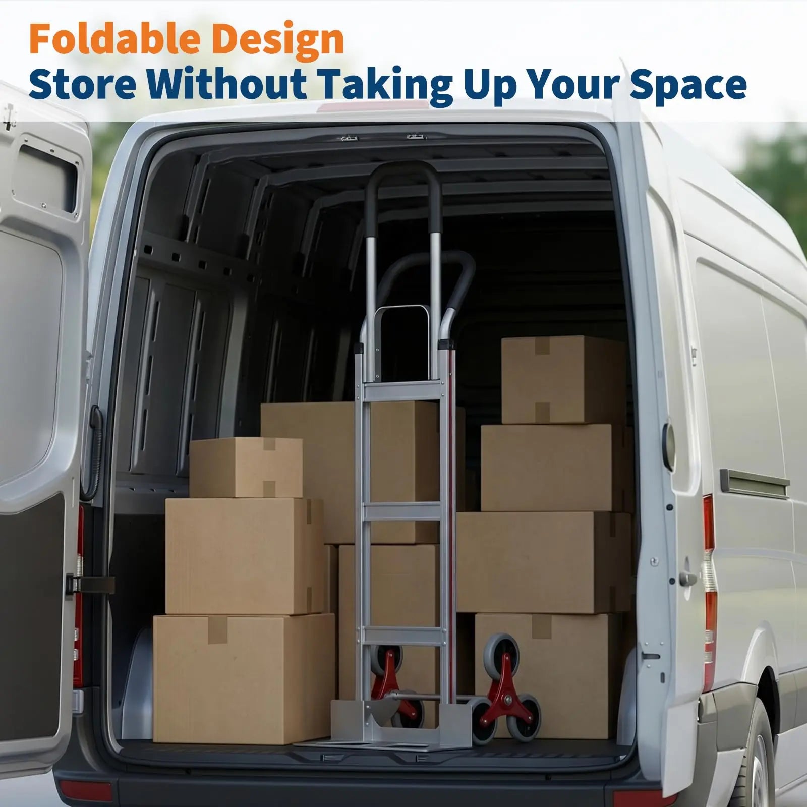 Heavy Duty Stair Climbing Hand Truck 330 lbs, Folding 6-Wheel Cart With Dual Handles, Telescopic Dolly For Moving