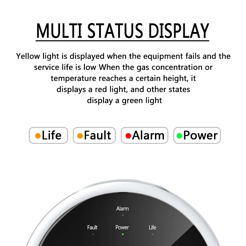 Tuya Wifi Leak With Temperature Function Combustible Gas Detectors Support Home Smart Life Natural Gas Alarm Sensor LCD Display 