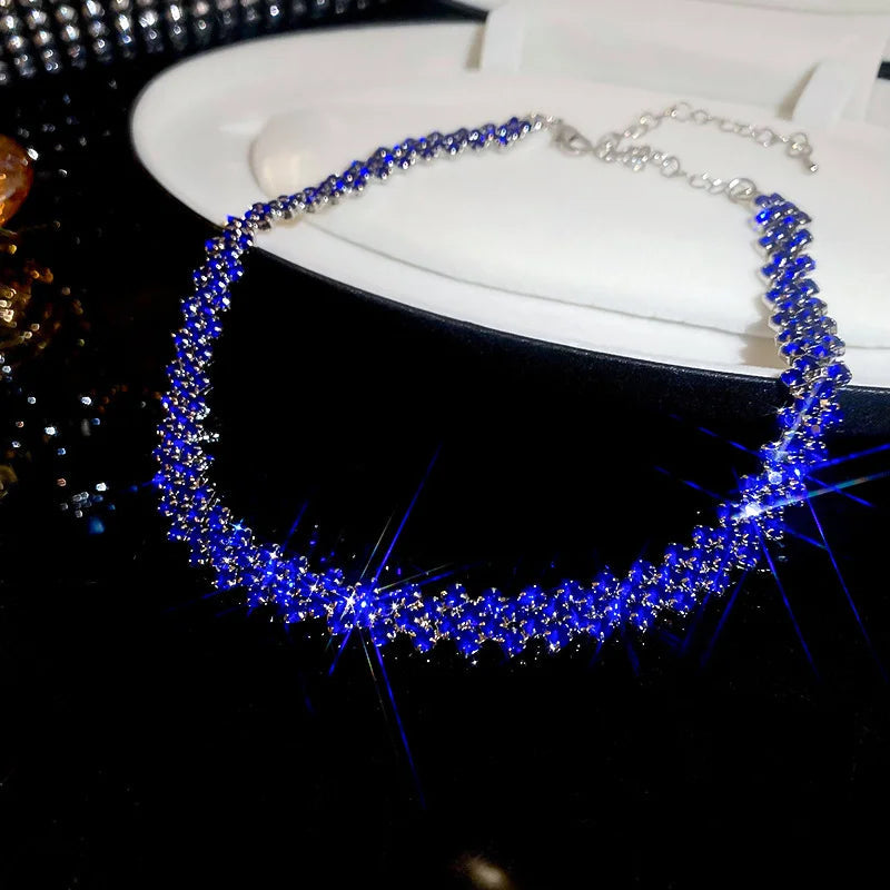 Luxury Shiny Full Rhinestone Choker Necklace for Women Personalized Geometric Crystal Necklaces Wedding Jewelry Party Gifts 