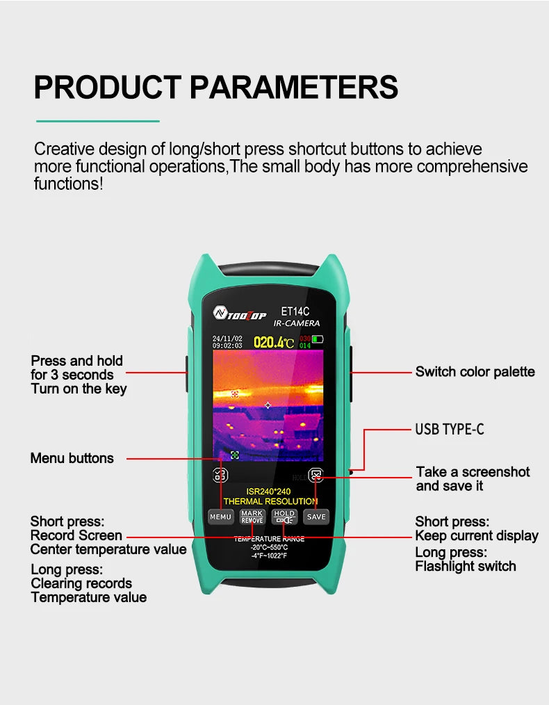 TOOLTOP ET14C Thermal Imaging Camera for PCB and Home Appliance Testing