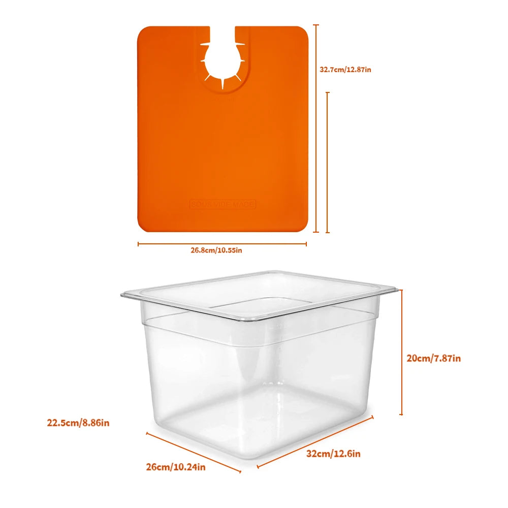 11 L Sous Vide Container with Orange Silicone Lid
