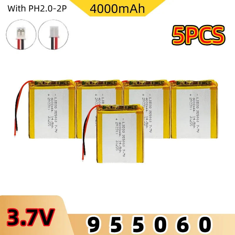 Batterie LiPo rechargeable 955060 3,7 V, PH à 2 broches