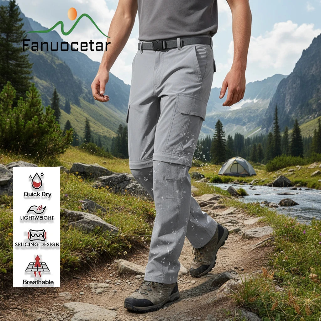 Pantalon de randonnée pour homme Fanuocetar amovible, sèche rapidement, camping, trekking, activités outdoor, pantalon stretch résistant aux rayures