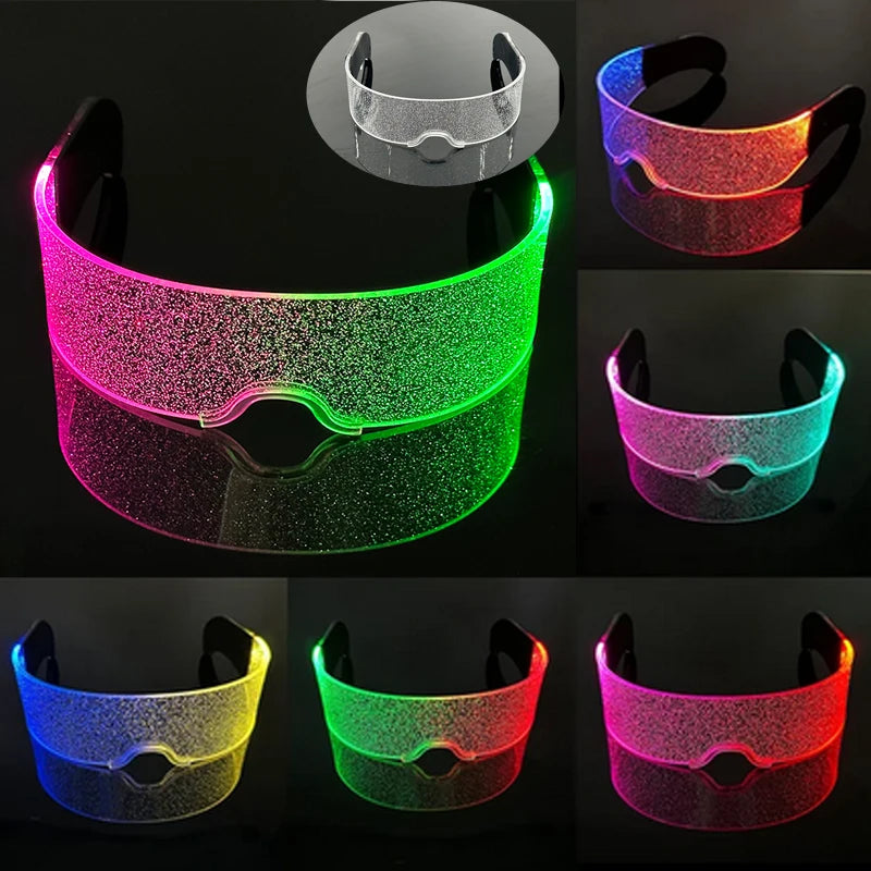 LED Luminous Futurist Cyberpunk Glasses LED Light Up Glasses cool cyberpunk glasses for man women cospaly supplies 