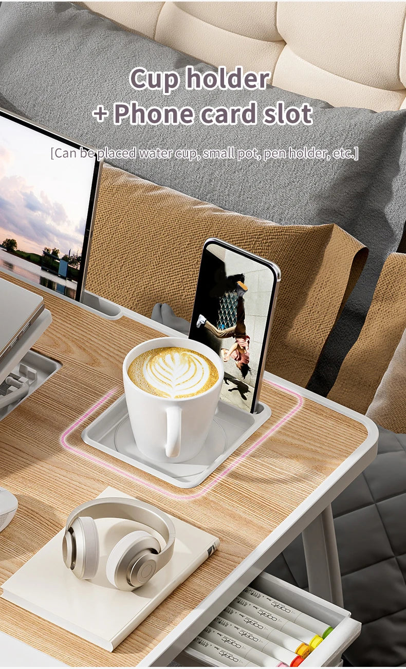 Foldable Laptop Desk with Drawers – Adjustable Reading & Bed Tray
