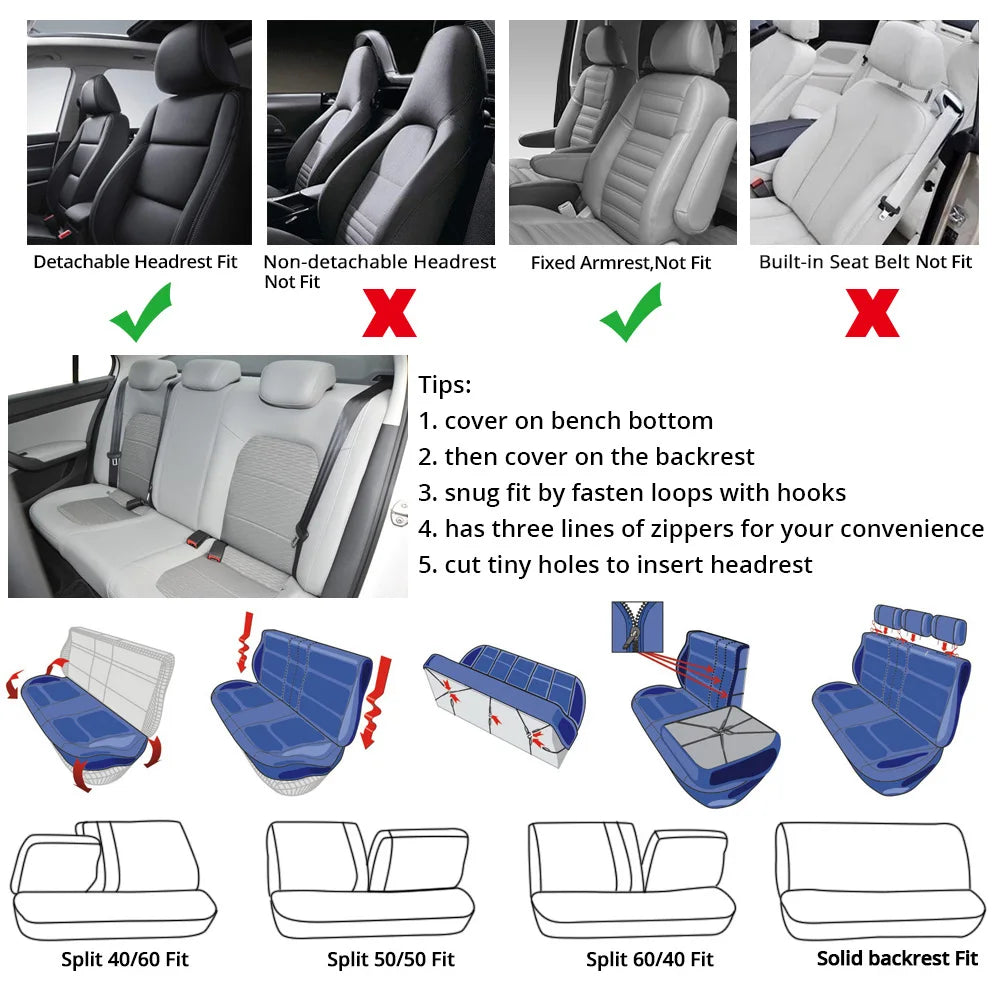 AUTOYOUTH Brand Embroidery Car Seat Covers Set Universal Fit Most Cars Covers with Tire Track Detail Styling Car Seat Protector 