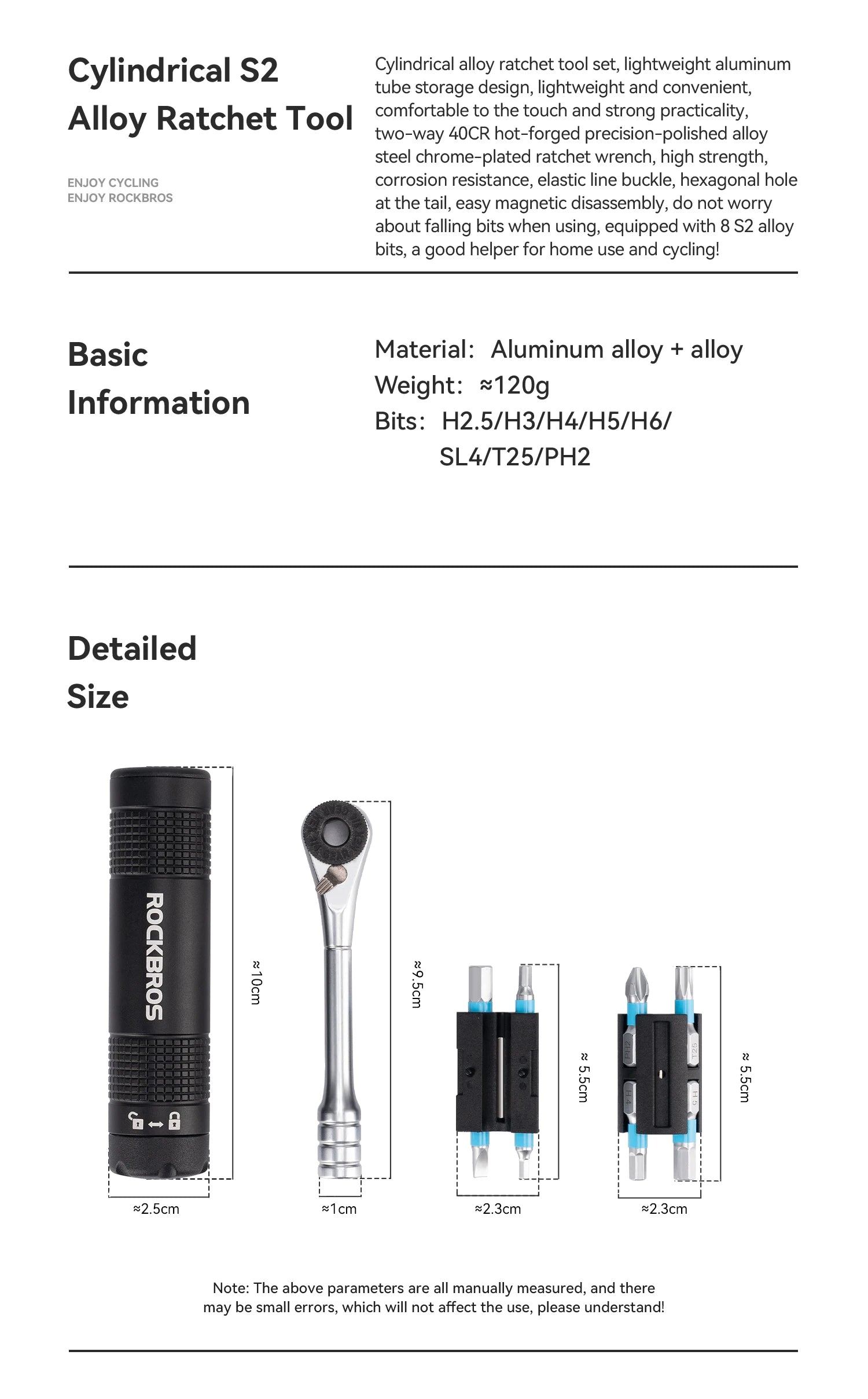 Portable Bicycle Ratchet Tool Set Compact Aluminum Tube Bike Kit