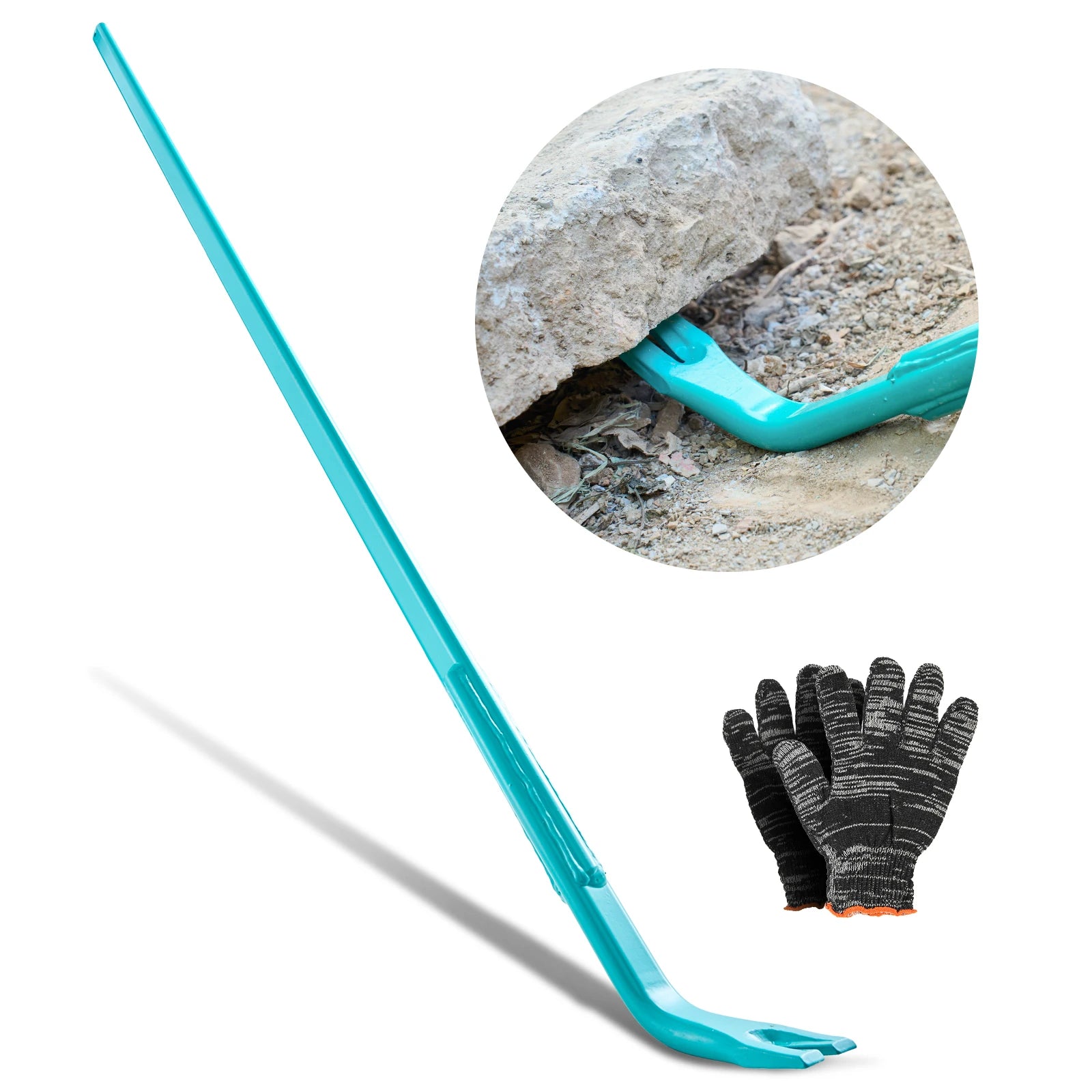 Prylever bar en acier au carbone de 56 pouces avec poignée SucceBuy, barre de levage au sol 2000 lbs, démolition de béton, usage industriel, outil de démolition de fer à cheval