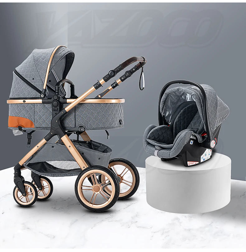 3‑in‑1 Luxury Baby Stroller Travel System