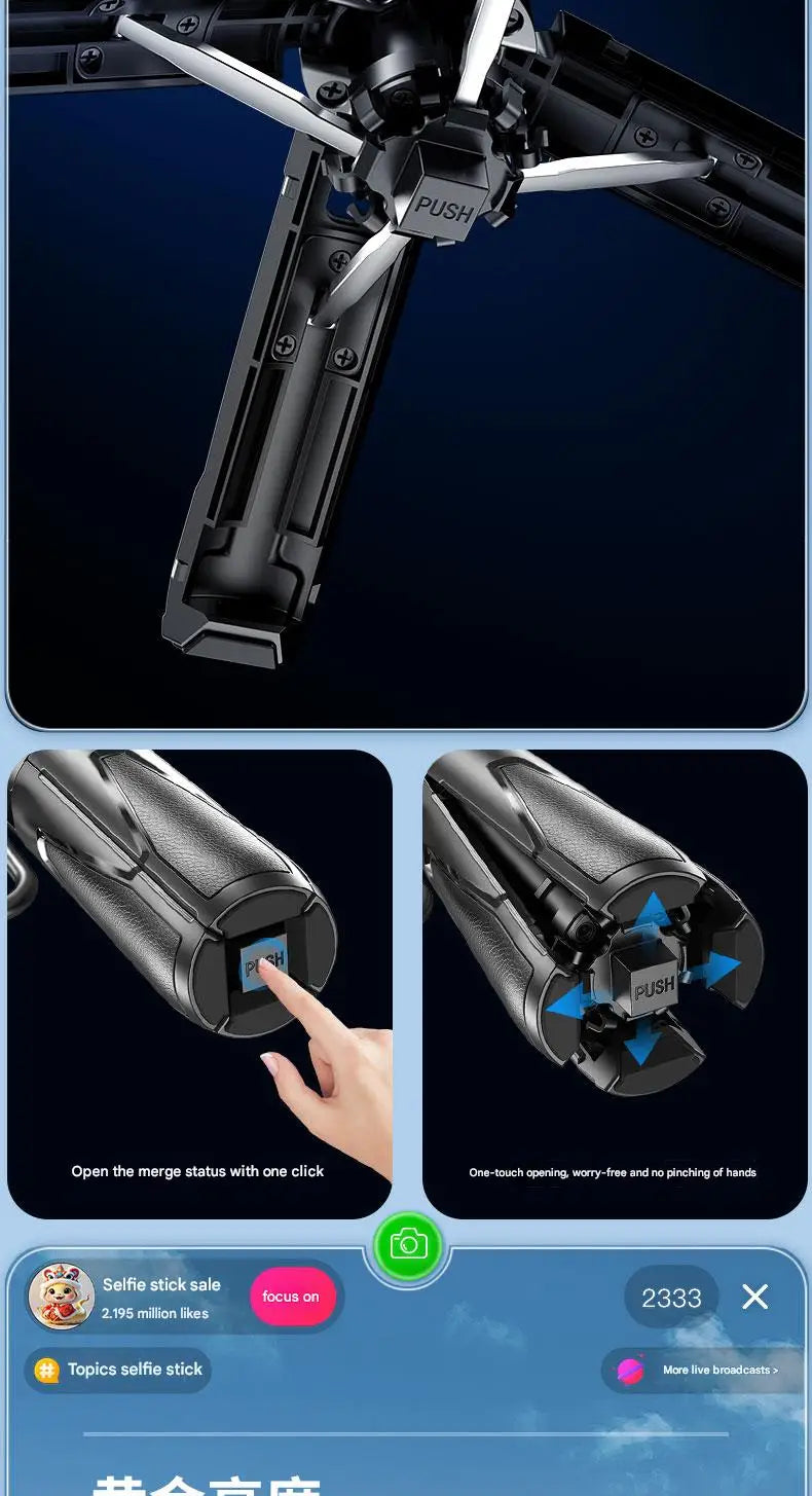 Upgraded Multi-Function Foldable Magnetic Phone Holder Selfie Stick, DSLR-Style Rotation Tripod Portable Remote ControlUpgraded 