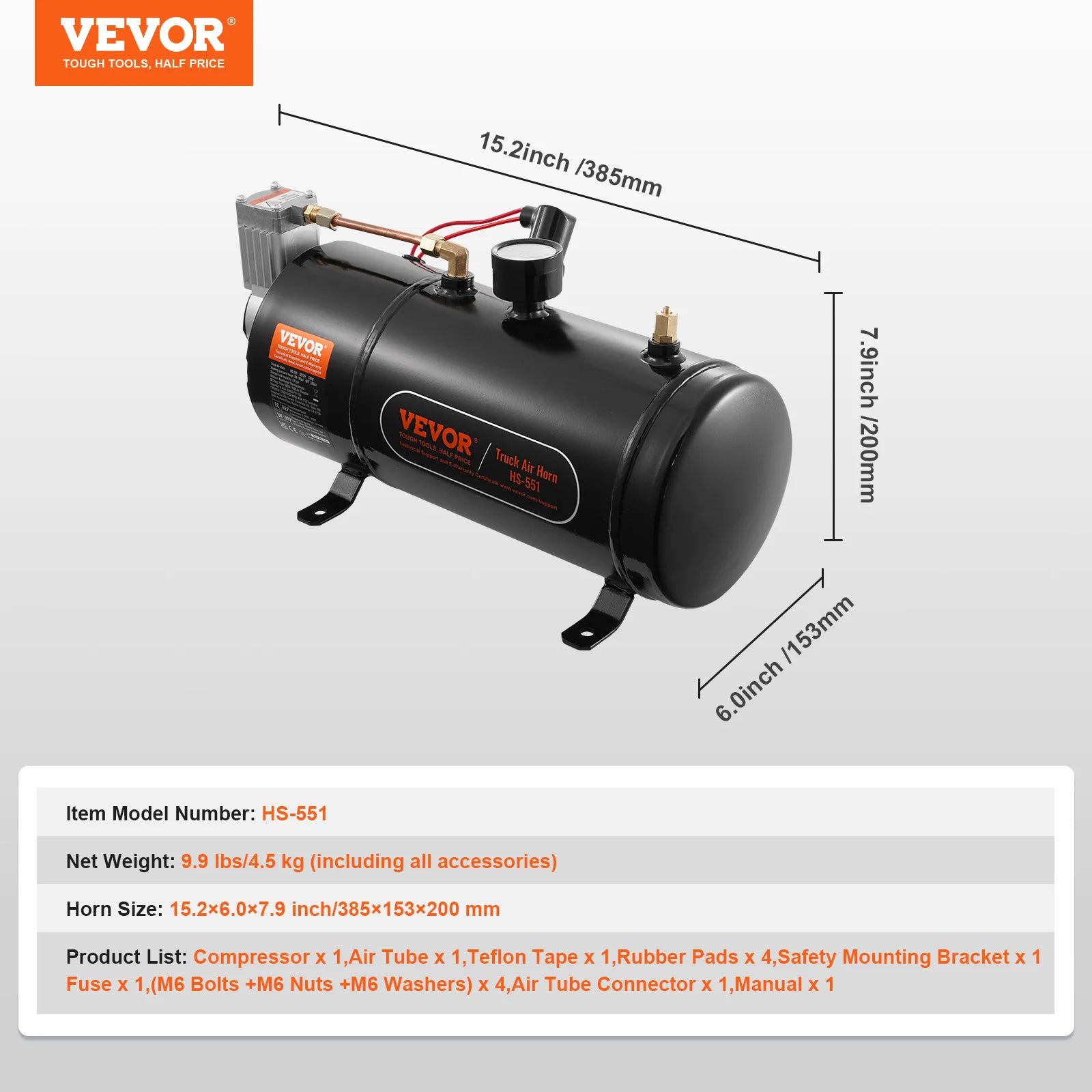 12V Air Compressor Kit with 0.8 Gallon Tank 90–120 PSI System