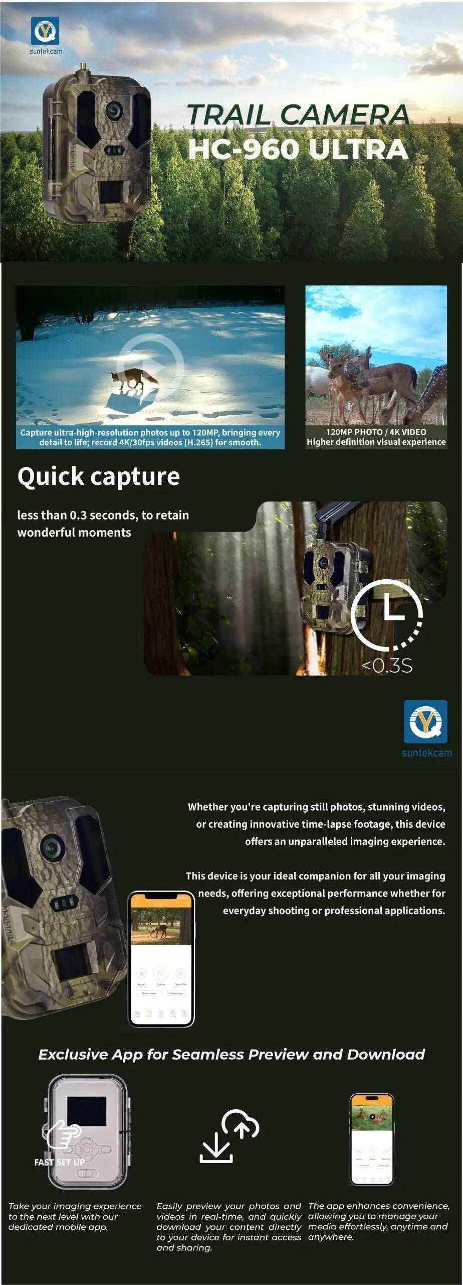 4G LTE Hunting Camera with 4K Live Stream and 8000mAh Battery