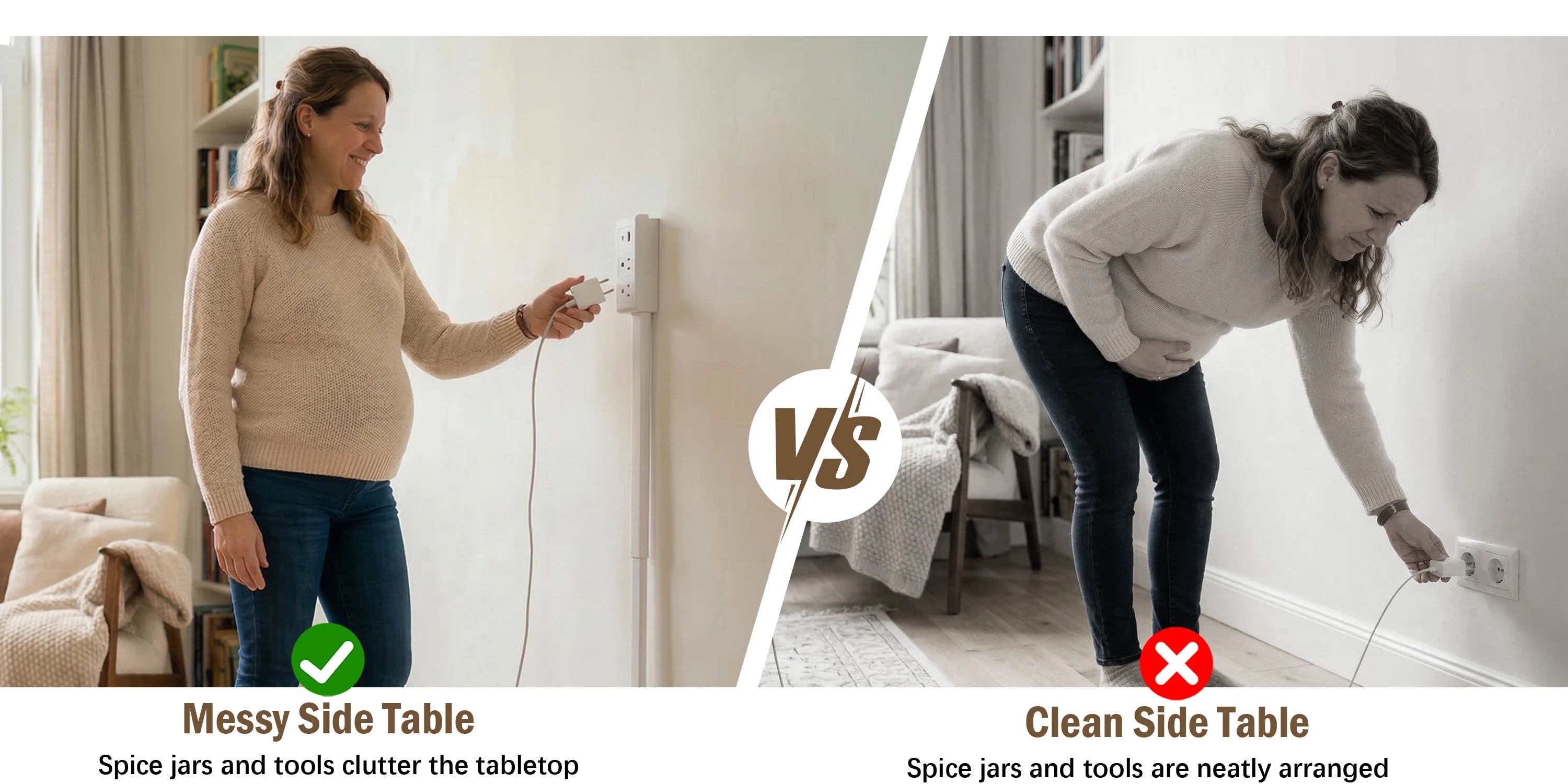 3 Style Retractable Sockets in Various Shapes US Plug Power Strip with AC Outlets USB Port(USB-A/C),Adjustable Electrical Outlet Extender Stick,Multi Socket Wall Socket Universal for Hard-to-Reach Wall Outlets Behind Couch,Be