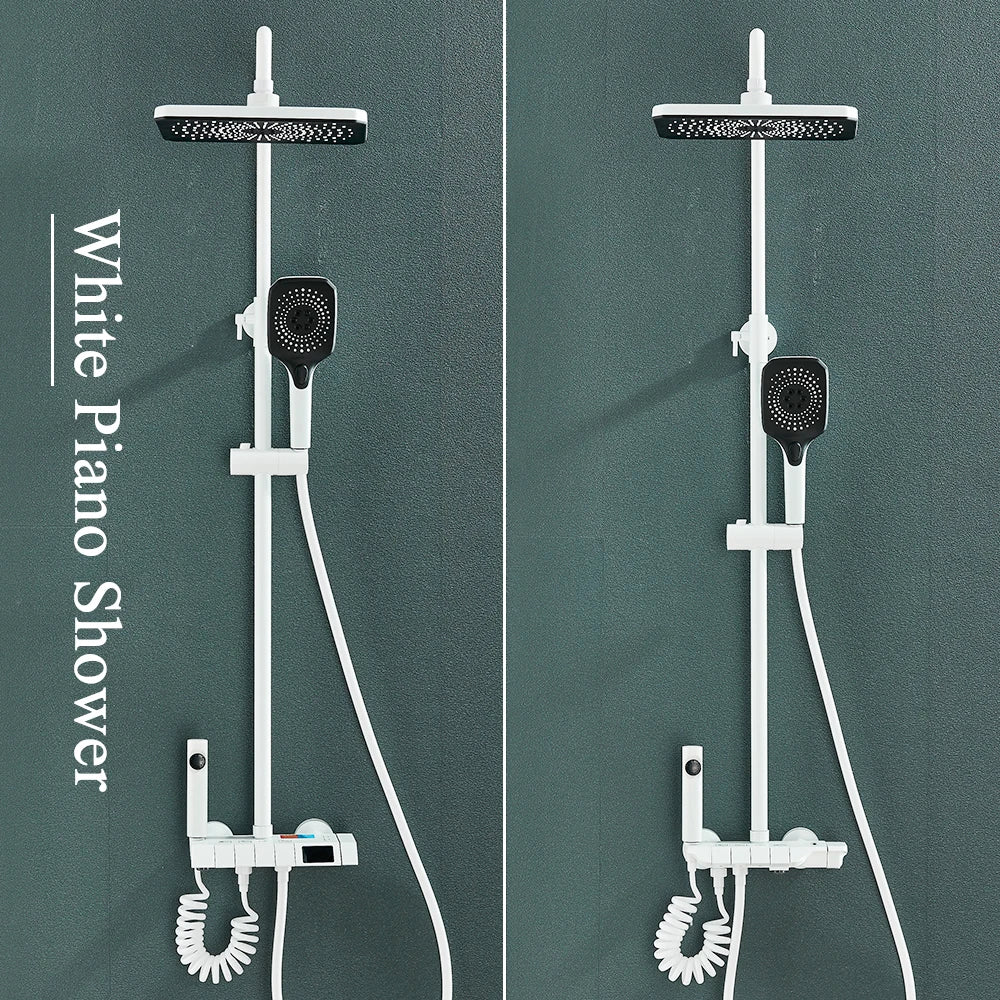Black Digital Shower Set with Rainfall Head and Hand Shower