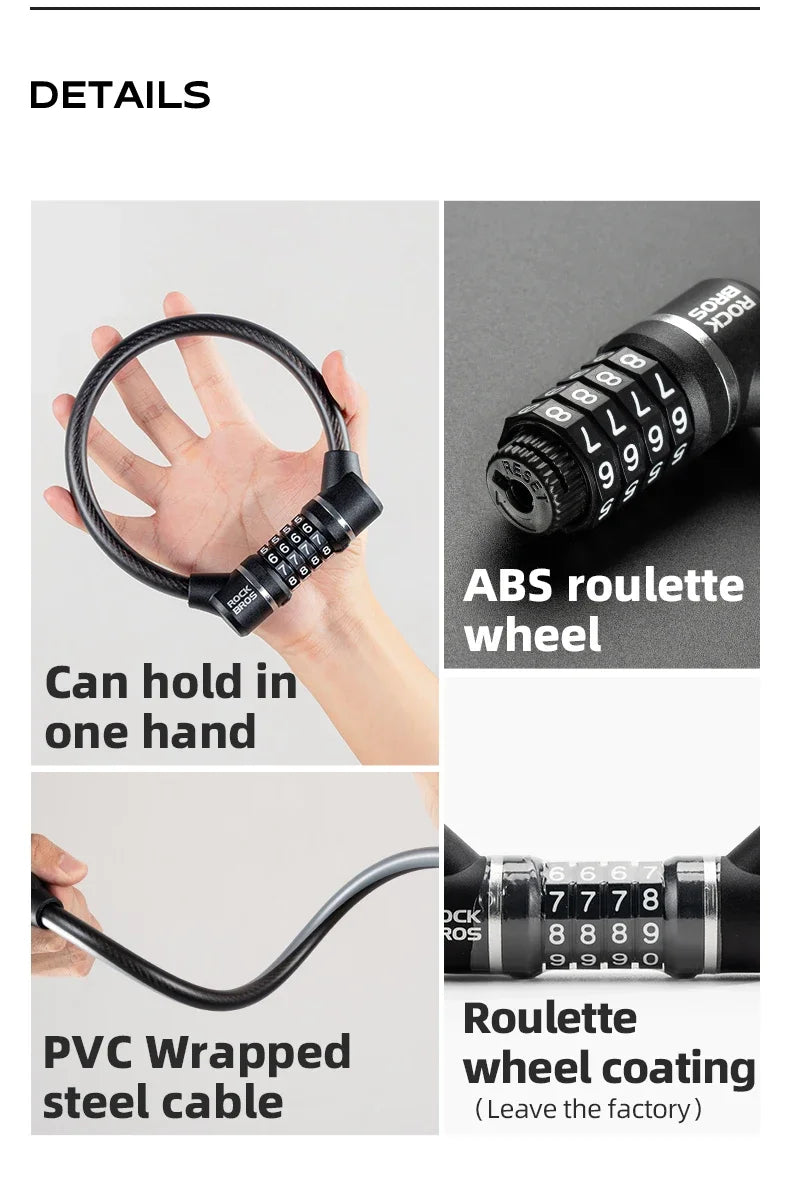 4-Digit Steel Cable Bicycle Lock, 29cm