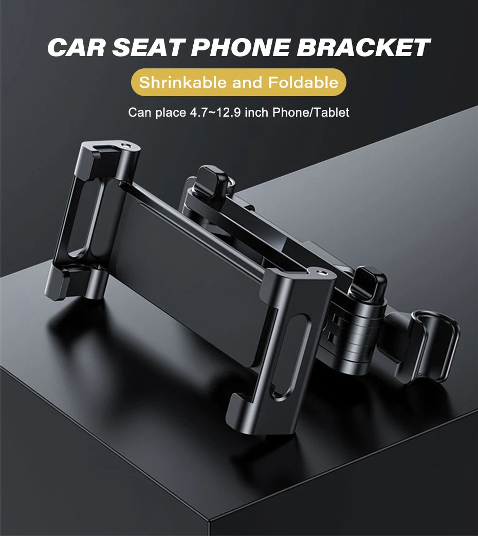 Car Headrest Tablet Holder 360-Degree Rotation Universal 4.7-12.9 Inch Tablet Phone Mount
