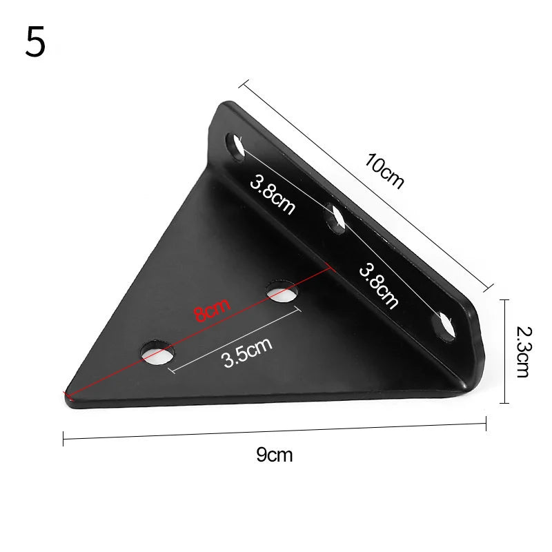 Concealed Shelf Bracket, Black, Size Options