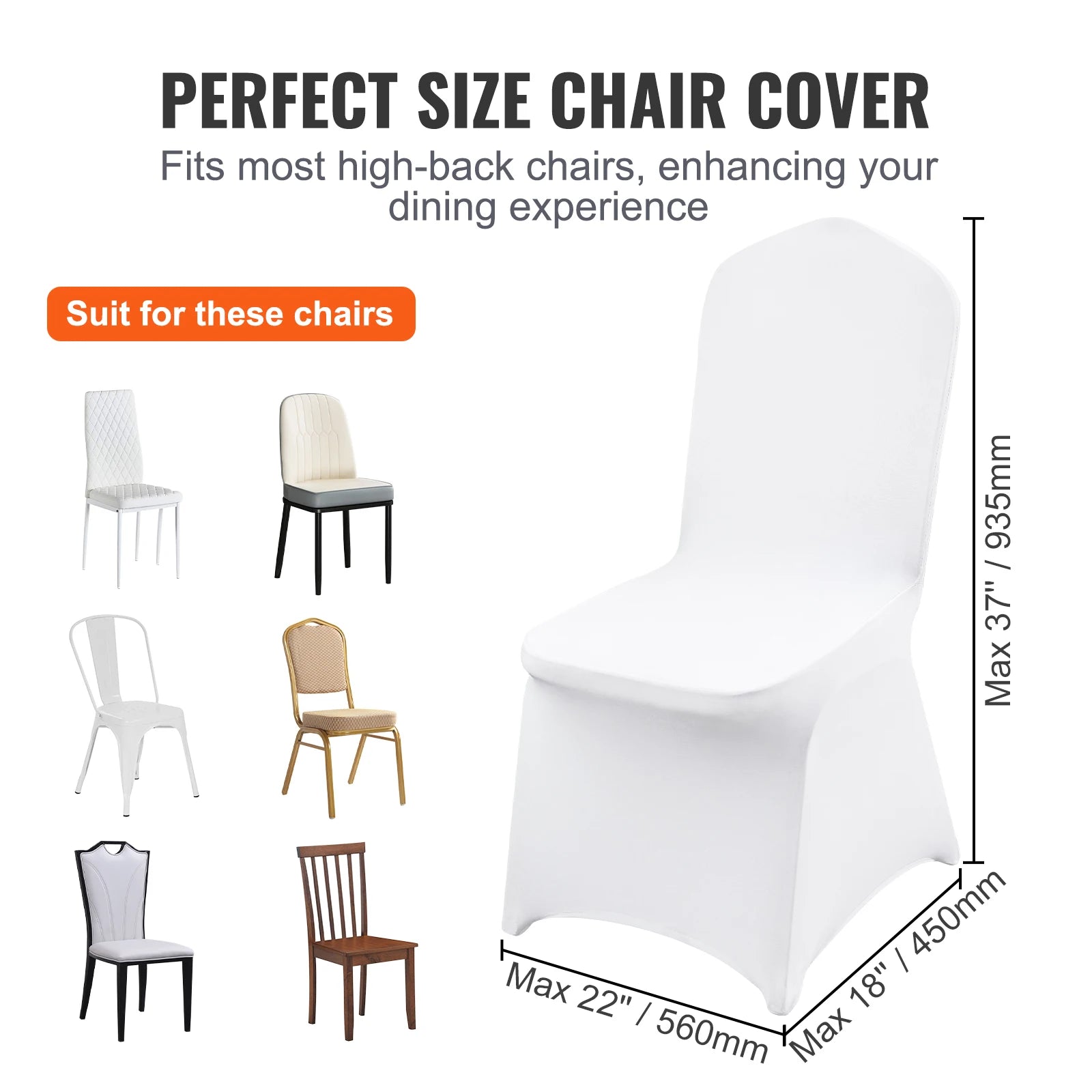 SucceBuy 12-100 pièces Housses de chaise élastiques en spandex universelles, housse de chaise ajustée, avec enveloppe amovible et lavable, pour mariage et fêtes.