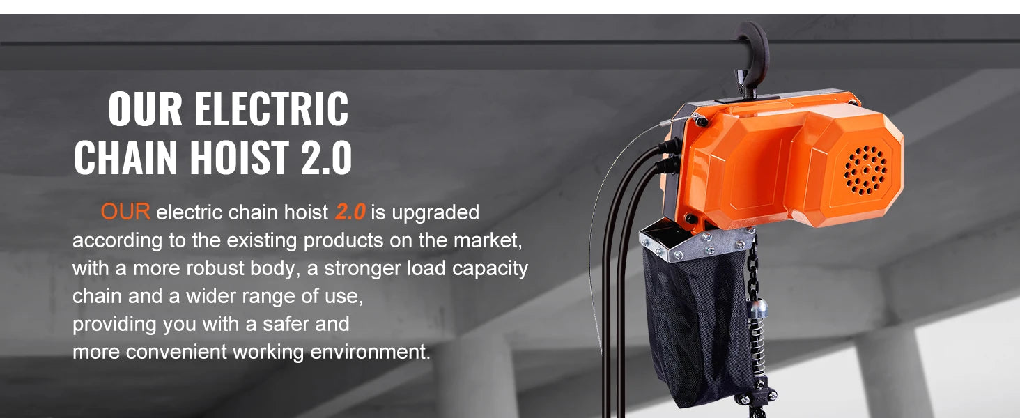 Elektrisk kedjekran med vagn för garagelyft 330–2200 lbs