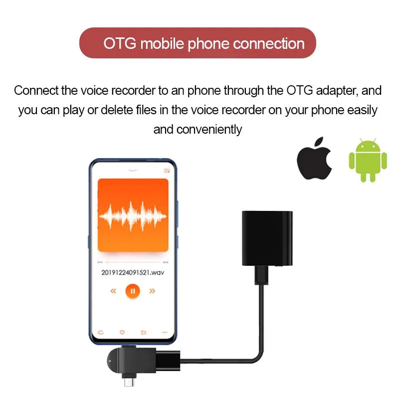 Mini Voice Activated Recorder with OTG Phone Connection & Magnet
