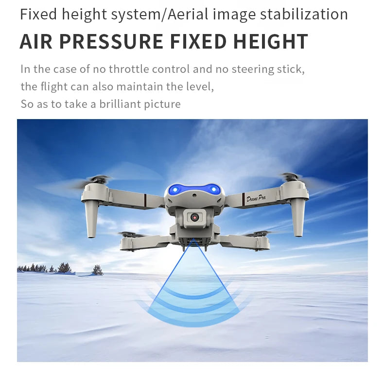 Drone E99 Pro avec caméra HD, contrôle via application et portée de 50 m