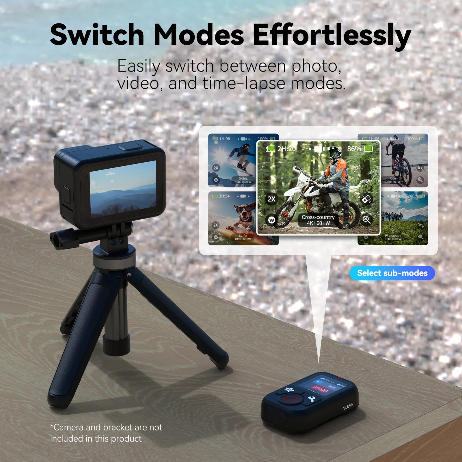 Telesin Su Geçirmez Bluetooth Uzaktan Kumanda GoPro Kameralar için