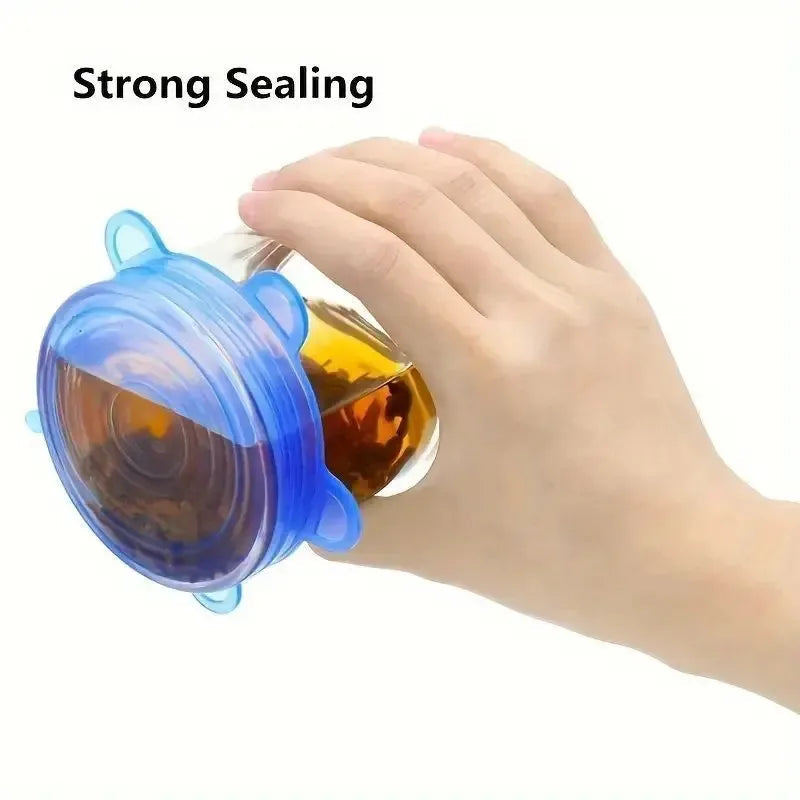 6pcs Reusable Silicone Stretch Lids For Food Bowls - Multifunctional Fruit And Vegetable Fresh-Keeping Cover 