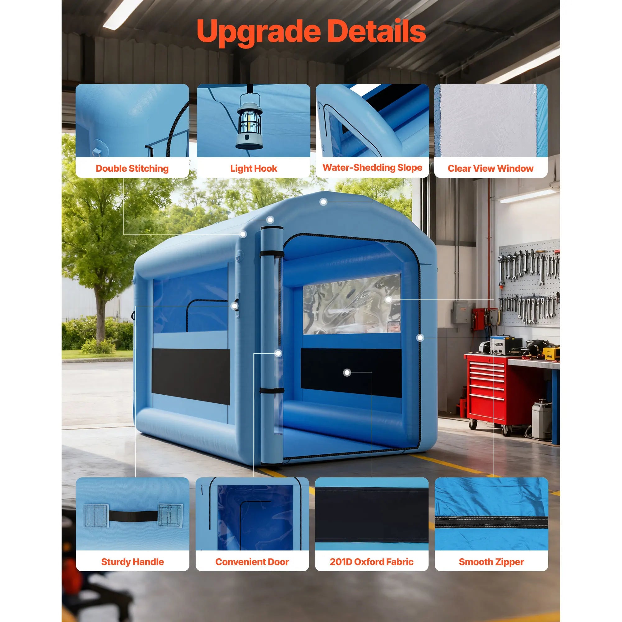 SucceBuy Inflatable Paint Booth Inflatable Spray Booth with Powerful Blower and Air Filter System Round Roof with Light Hook