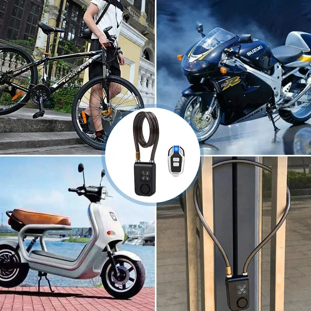 Bicycle Cable Alarm Lock with Remote