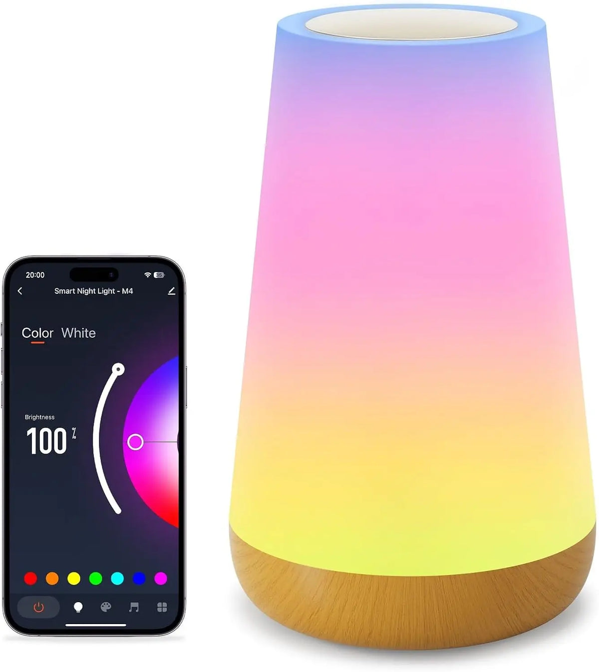 Tuya slimme wifi-tafellamp, sfeerlamp voor naast het bed, op afstand bedienbare bedlamp, nachtlamp met meerdere lichtstanden
