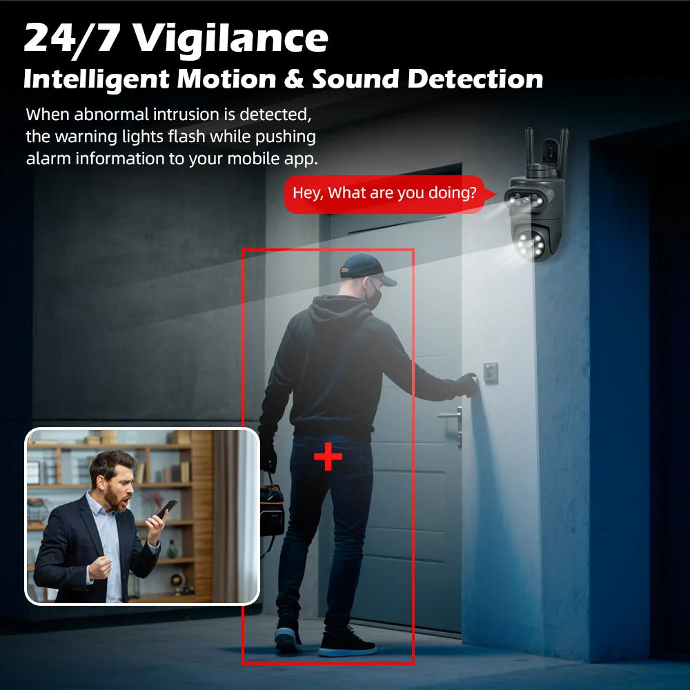 5K 10MP WiFi PTZ Outdoor Dual Lens Security Camera