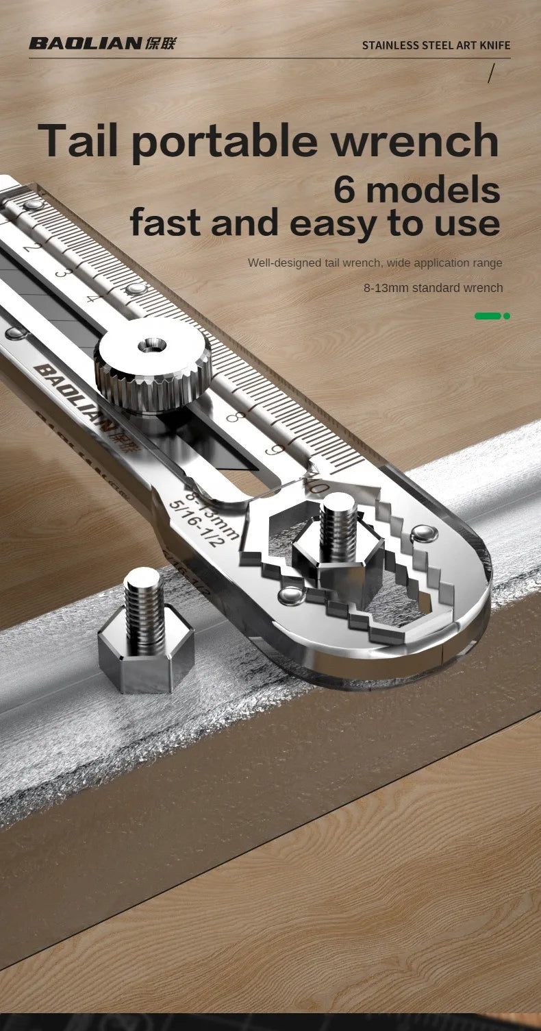 Utility Knife Box Cutter 8 In 1 Mutipurpose Stainless Steel Retractable Heavy Duty Waterproof Snap off Cutter Knife And Blades 