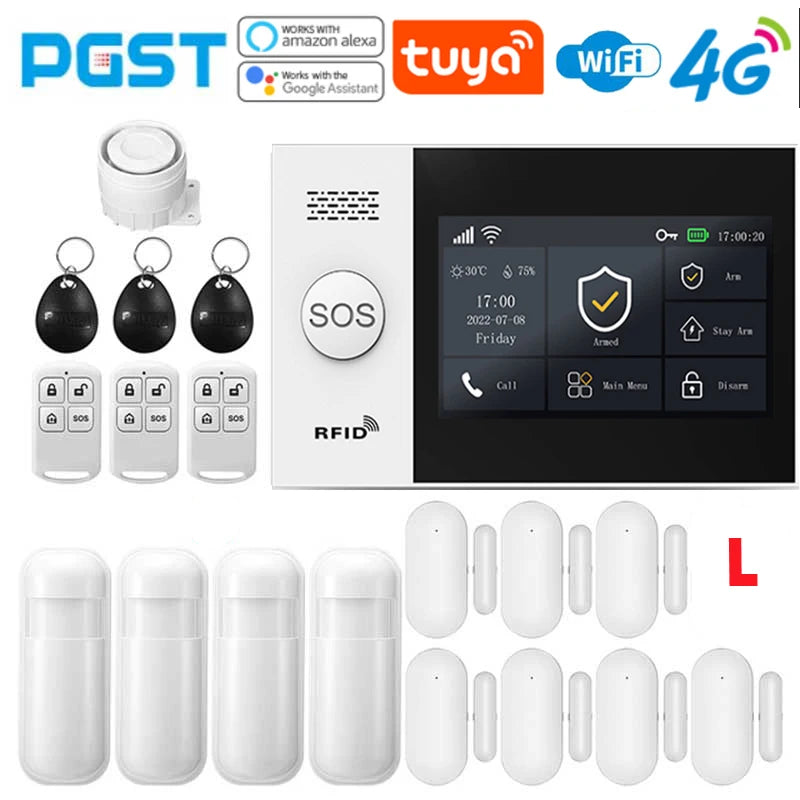 4.3-Inch Smart Home Alarm System with Touch Screen, WiFi, 4G, and Infrared Sensor