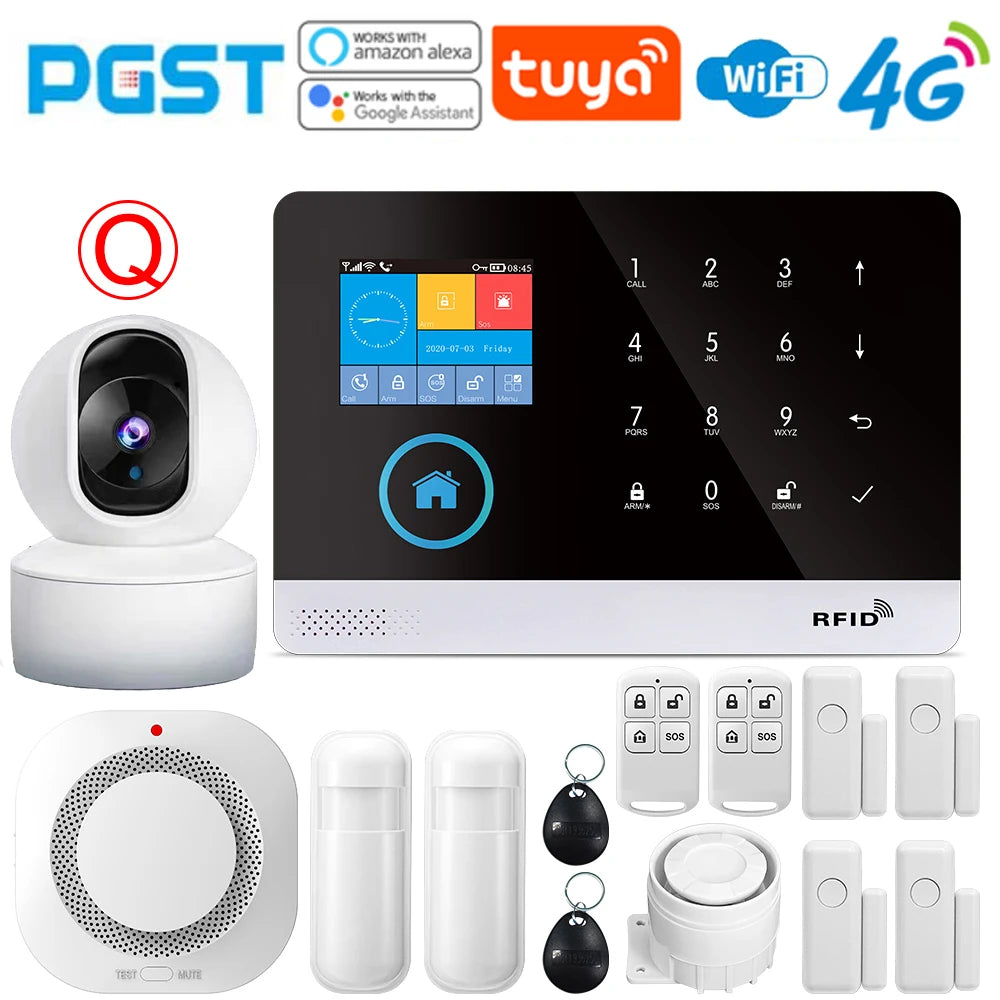 PGST-103 Graffiti Alarm System, 4G Secure Home WiFi Smart Home Alarm, Wireless Security System Device, Controlled by Smart Life 