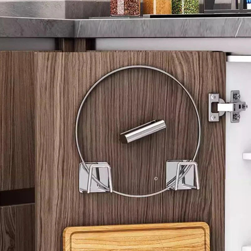 Kitchen Non Perforated Stainless Steel Storage Rack, Wall Mounted Pot Cover Rack, Cabinet Bottom Cutting Board Storage Rack 