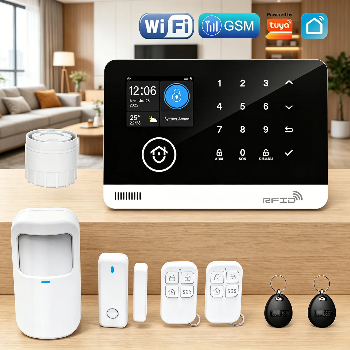 Tugard Smart Home Security Alarm System Kit Wireless 120dB Siren Motion Sensor with WiFi GSM Tuya App Alexa Google Assistant Remote Control