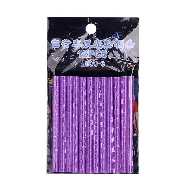 12PCS/Bag Bicycle Wheel Spokes Reflective Sticker Tube Strip Warning Light DIY 7.5cm MTB Cycling Reflector Reflective Safety Kit 