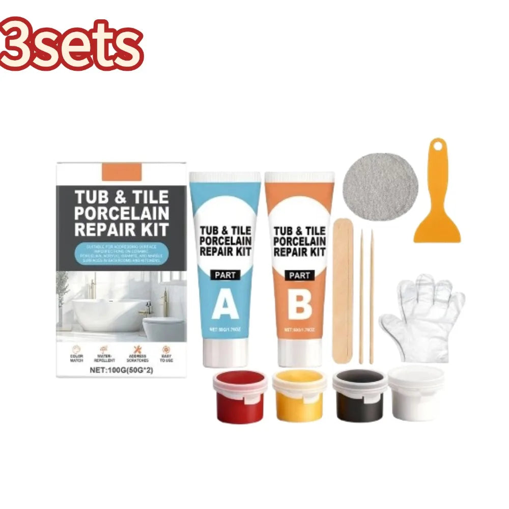 Tile Repair Agent Kit Paste Tile Ceramic Porcelain Repair Marble Floor Toilet Washbasin Crack Damage Break Fracture Caulk Repair