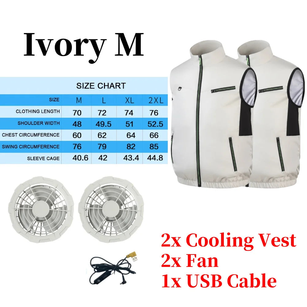 Cooling Vest Ice Fan Vest Heat Resistant for Summer Camping Fishing Hot Weather Work Fishing Vest Hiking Air-conditioned Clothes 