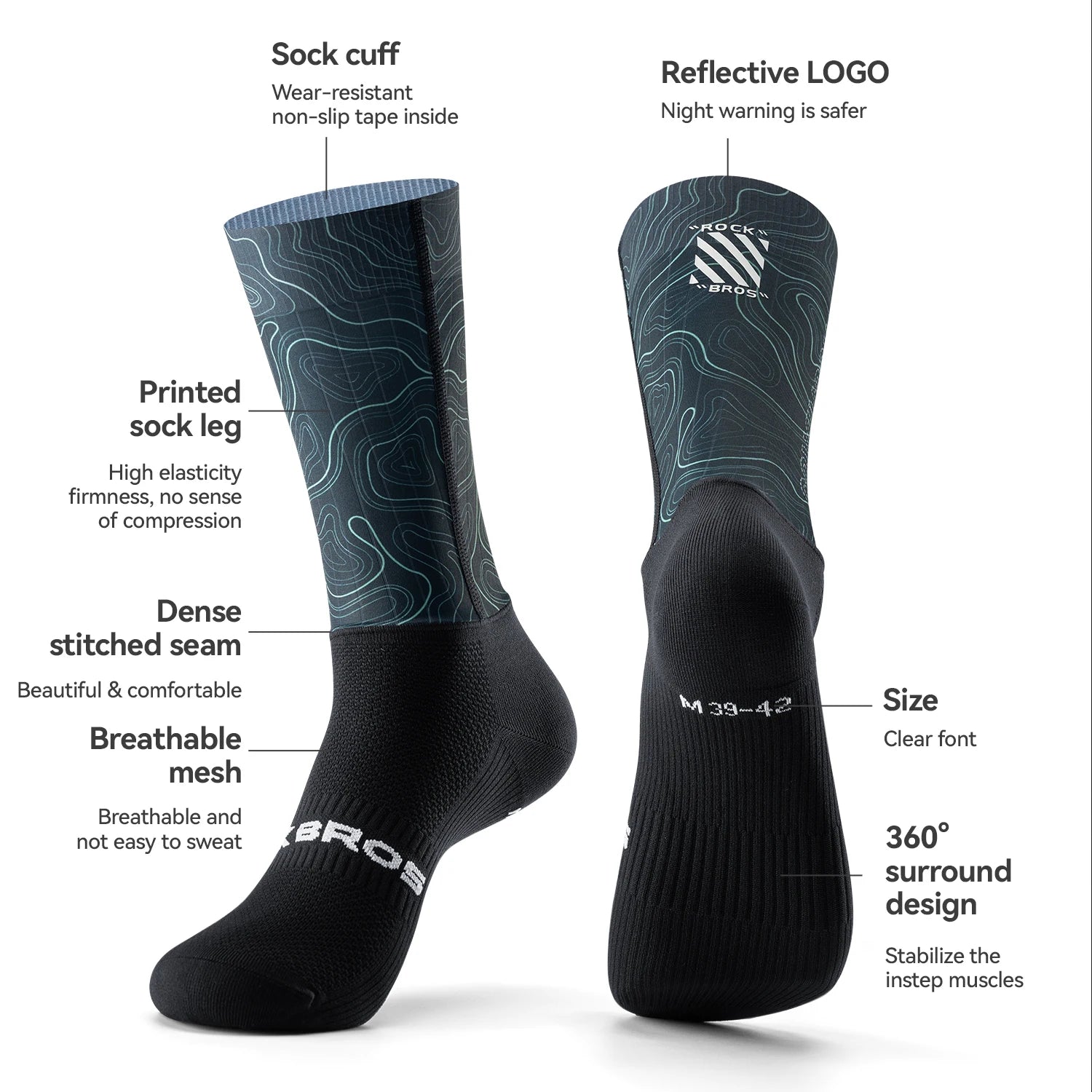 Compression Cycling Socks Knee-High Non-Slip Sports Performance Socks