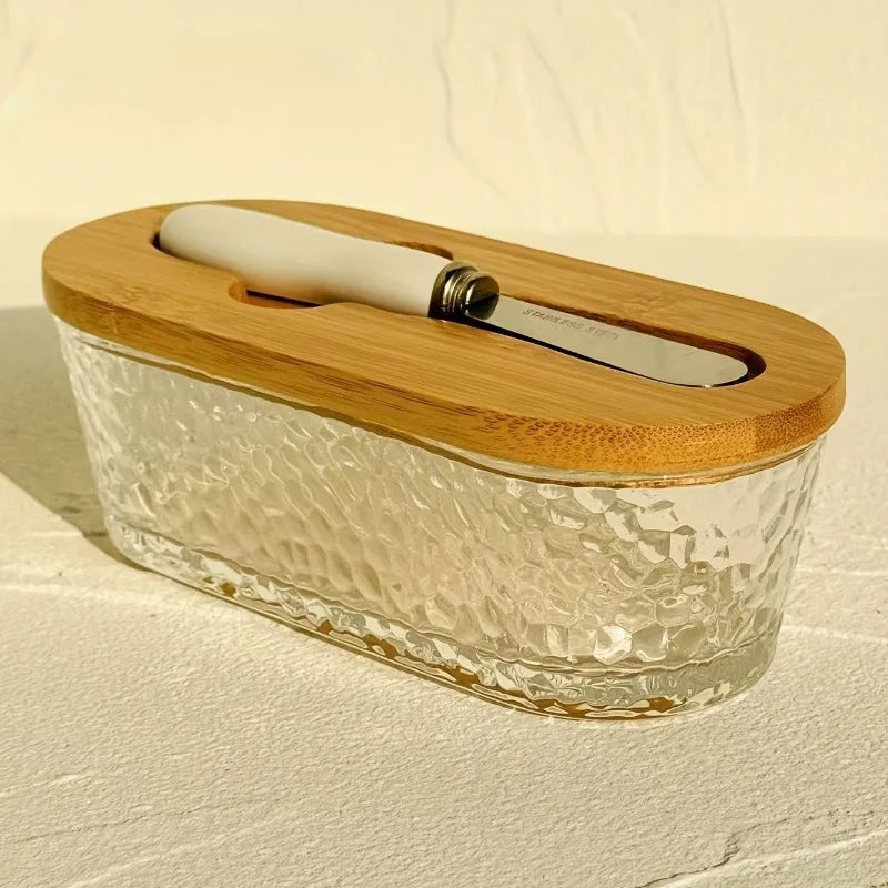 Glass Butter Dish Set with Sealed Lid