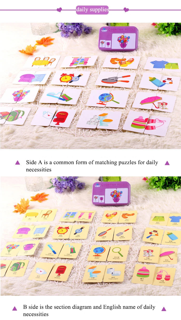 Baby Puzzle Montessori Educational Toys Wood 3D Puzzle Games Iron Box children Puzzles Jigsaw Wooden Puzzles For Kids 2 3 4 Year 